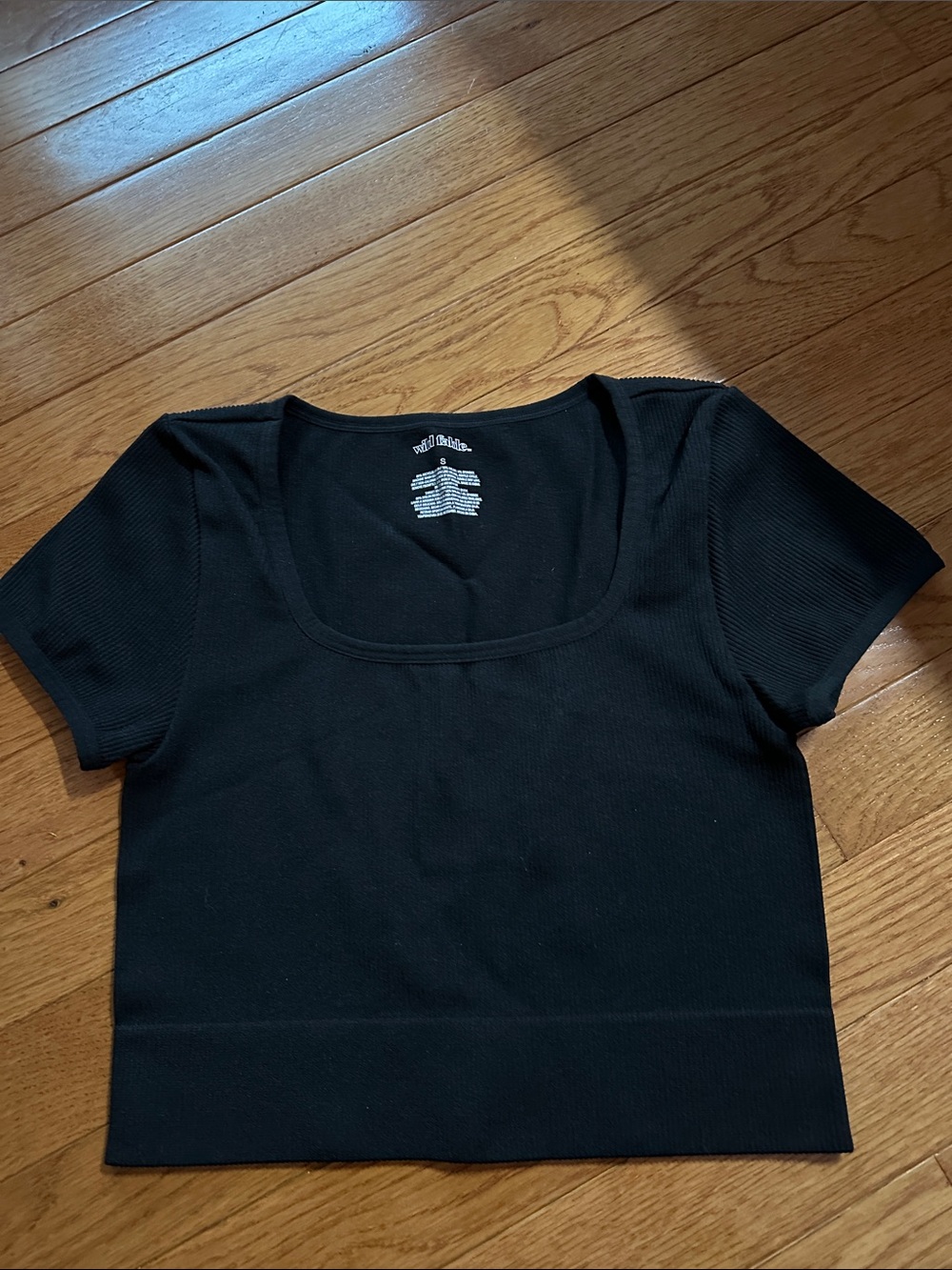 wild fable Black Ribbed Scoop-Neck Crop Top